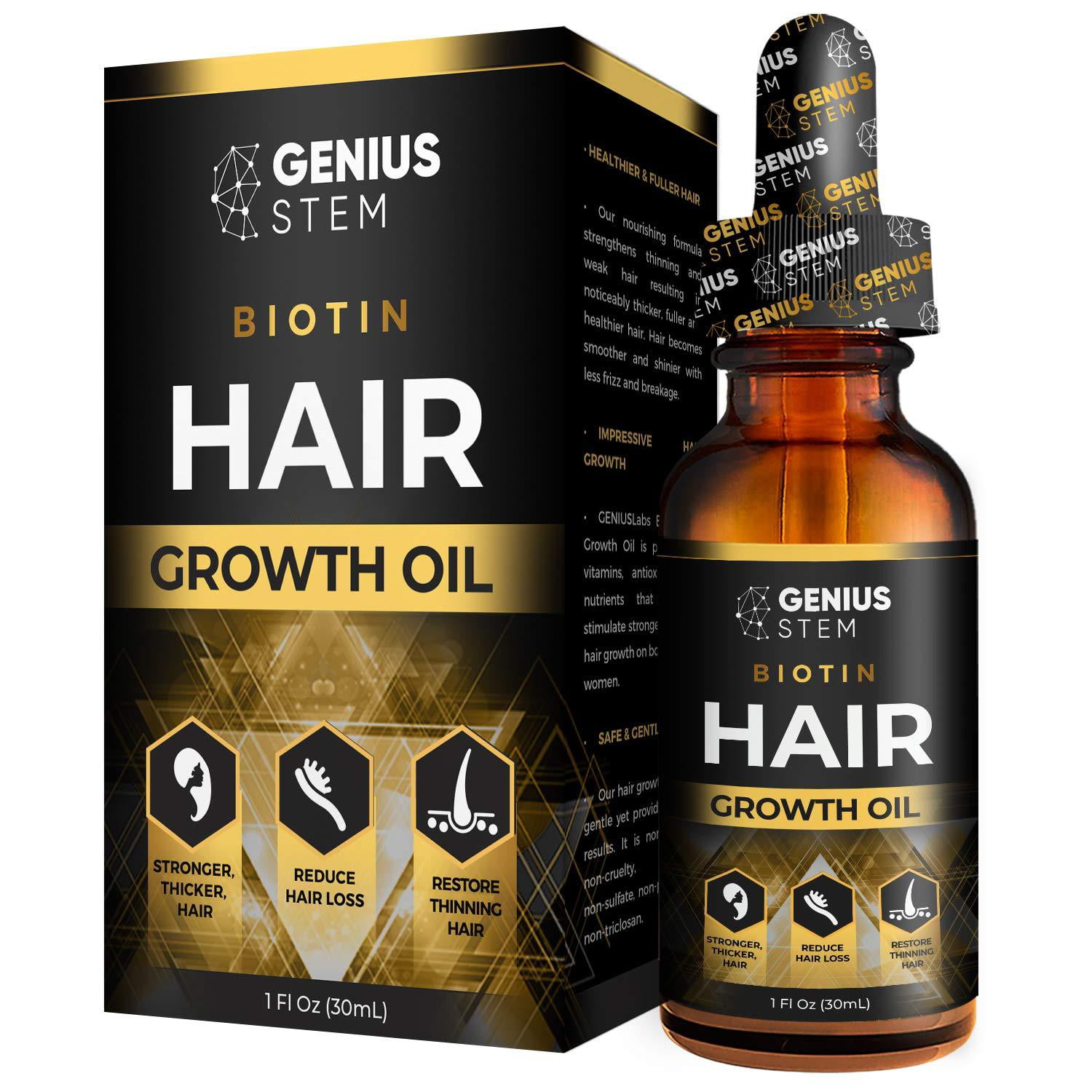 GENIUS Hair Growth Oil, Biotin Hair Growth Serum, for Stronger, Thicker ...