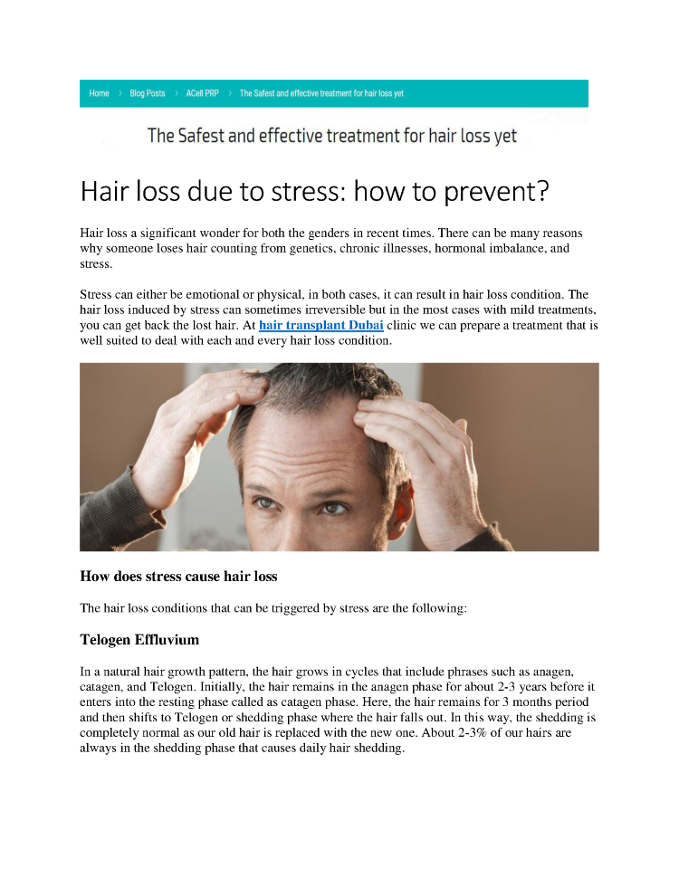 Hair Loss Due to Stress how to Prevent