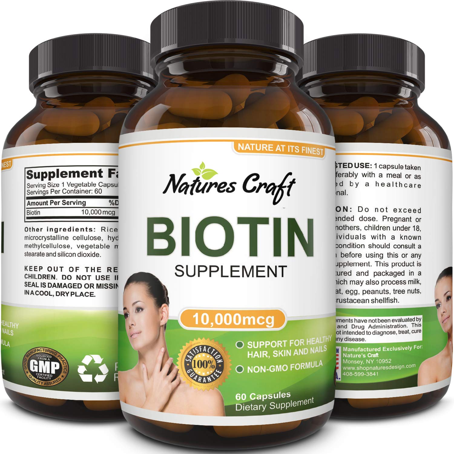 Natures Craft Pure Biotin 10,000mcg  Hair Growth, Prevents Hair Loss ...