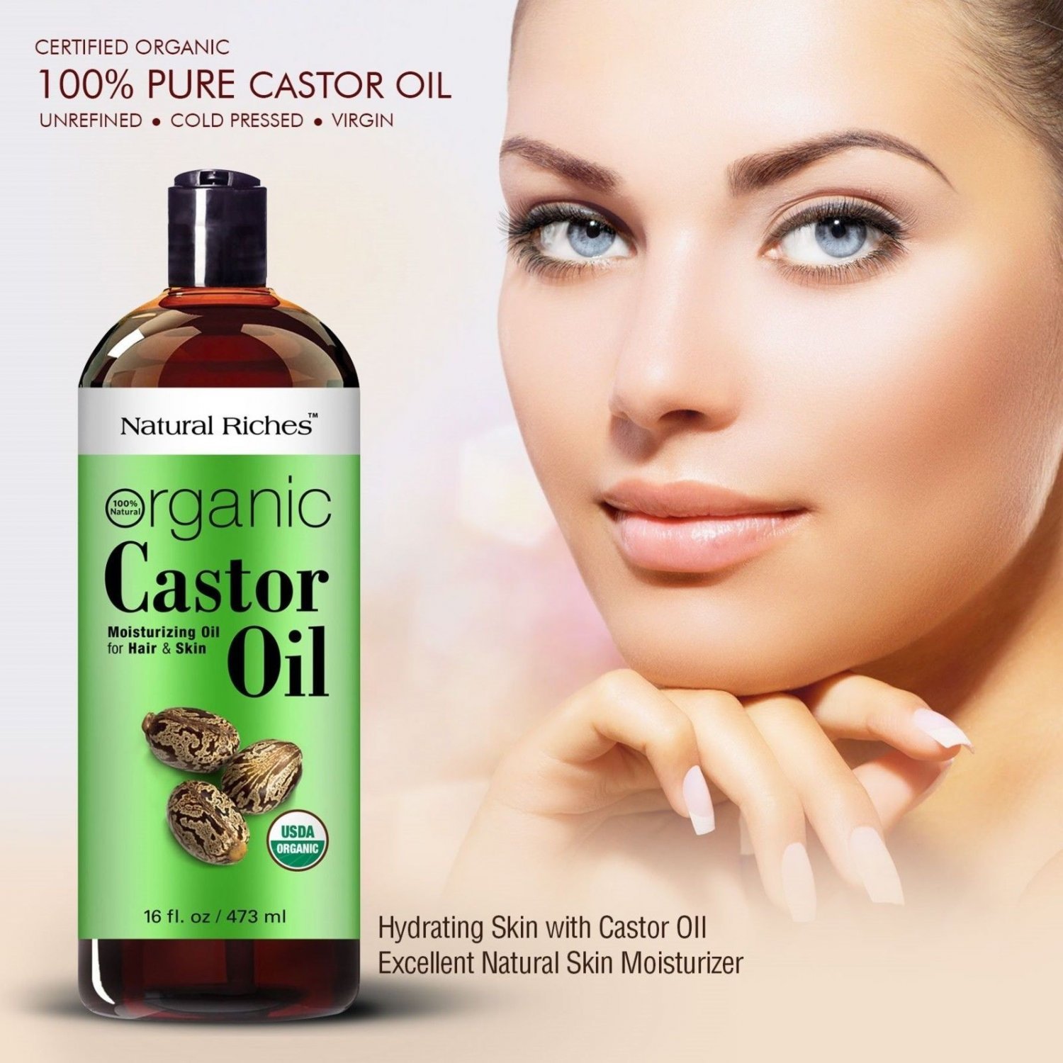 Thick Hair Organic Castor Oil Cold pressed for Hair Loss Dandruff 100% ...